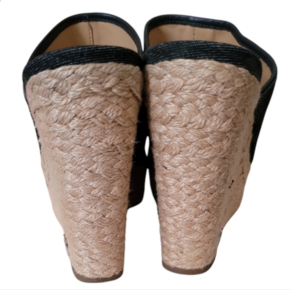 Michael Kors Hastings Mule Blue Fabric Peep Toe Wedge Size 7.5 - Picture 4 of 9